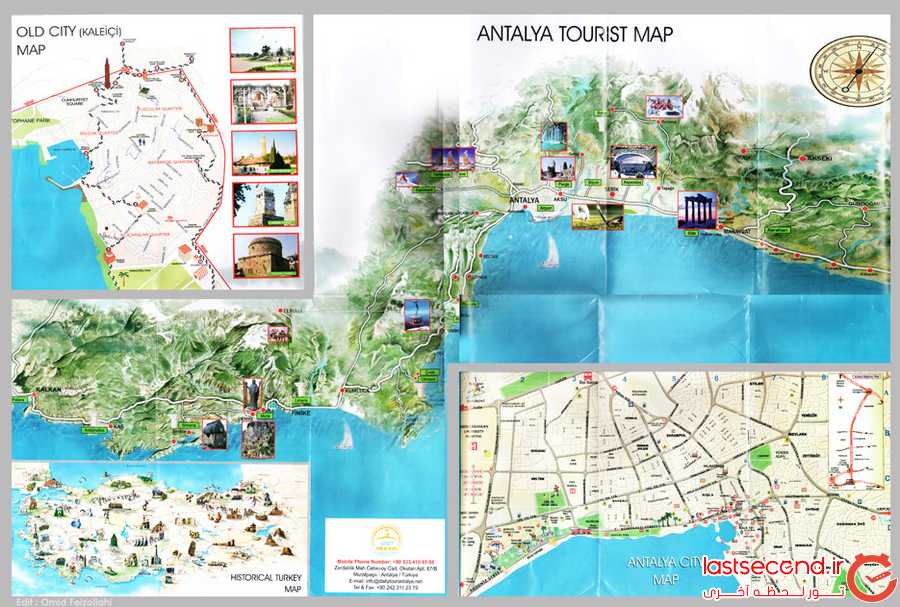 نقشه توریستی و مکان های دیدنی شهر آنتالیا