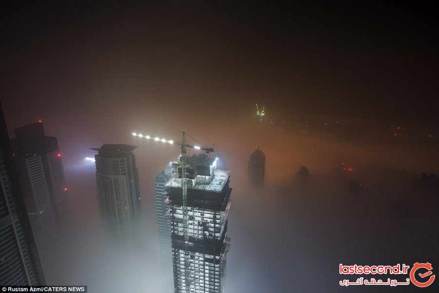 وقتی آسمان خراش های دبی در مه غرق می شوند ‏