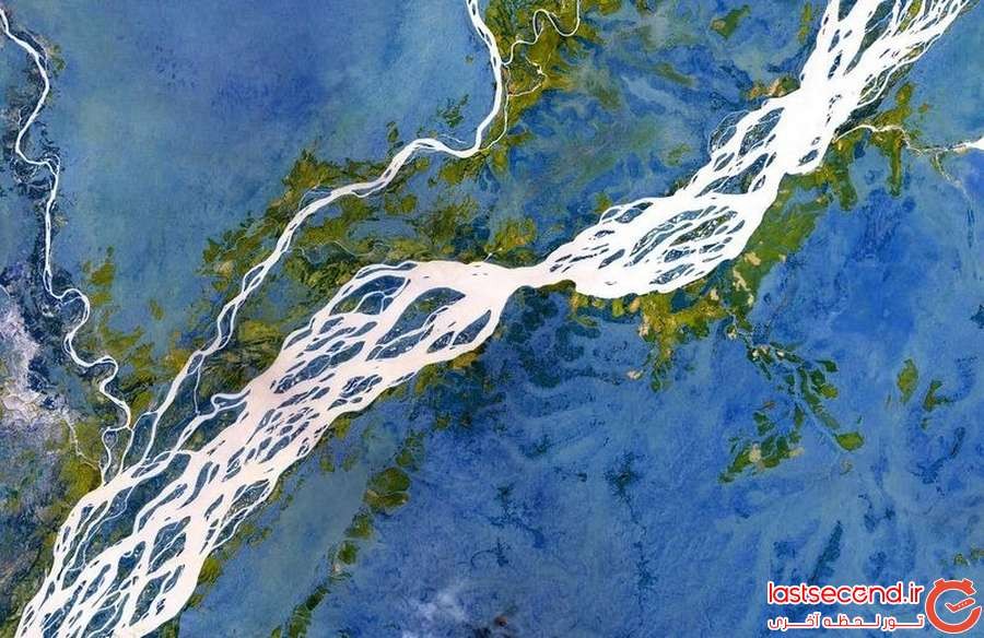 تصویر ماهواره ای از بخش بافته شده ی رودخانه ی کنگو