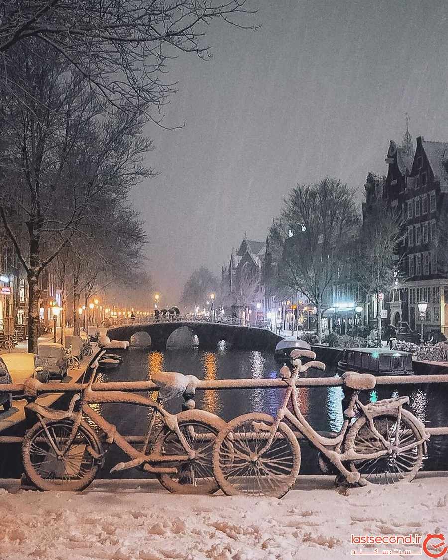 آمستردام پوشیده از برف ‏