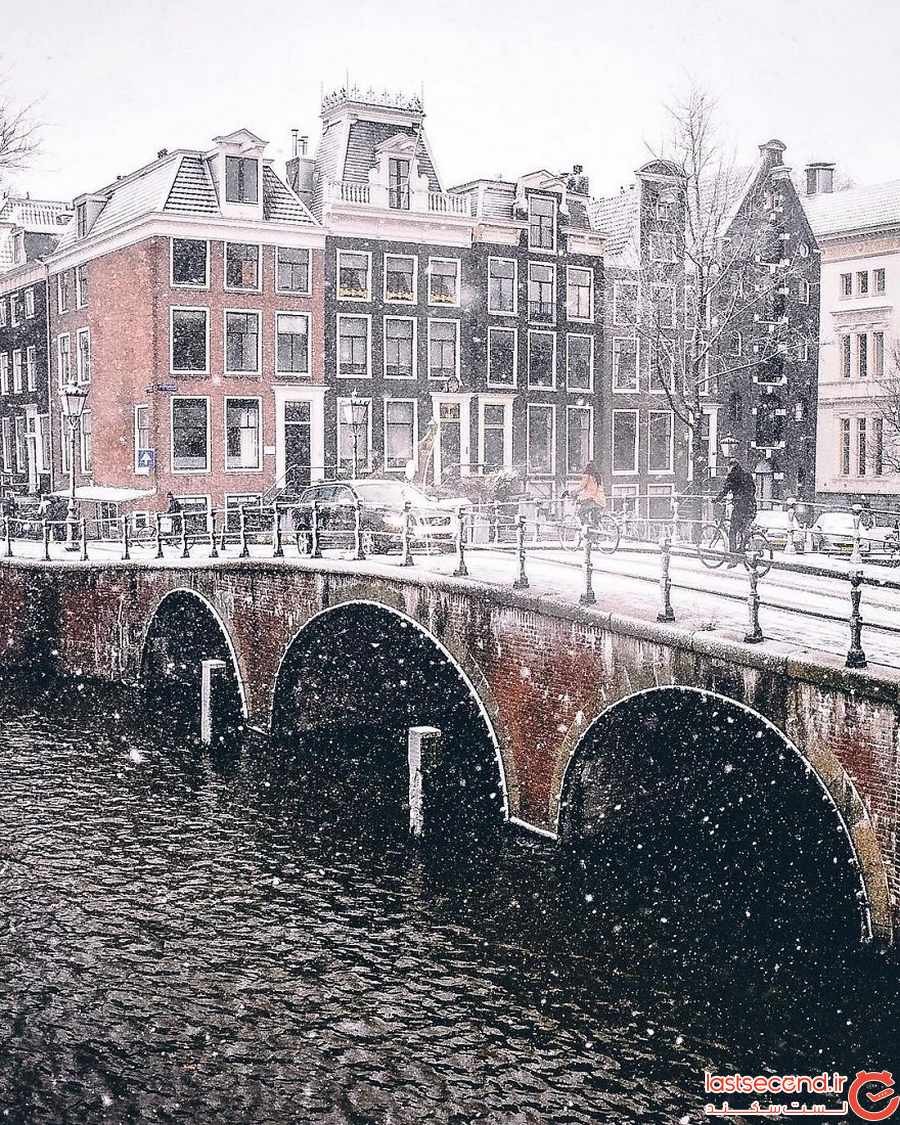آمستردام پوشیده از برف ‏