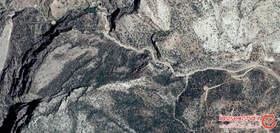 نمایی از مسیر آبشار شوی در Google earth