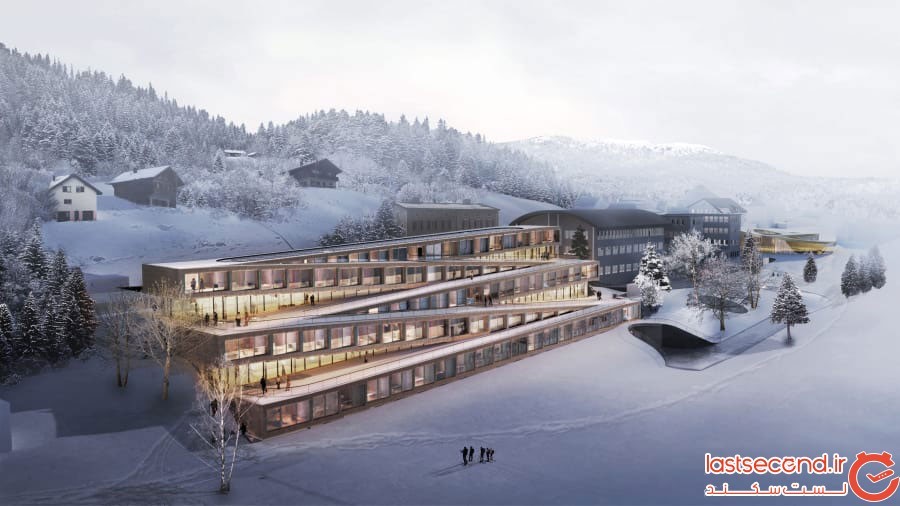 هتلی در سوئیس که می شود روی سقفش اسکی کرد