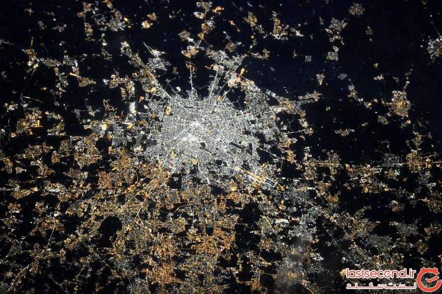 شهرهای بزرگ در شب از زاویه دوربین یک فضانورد روس در ISS