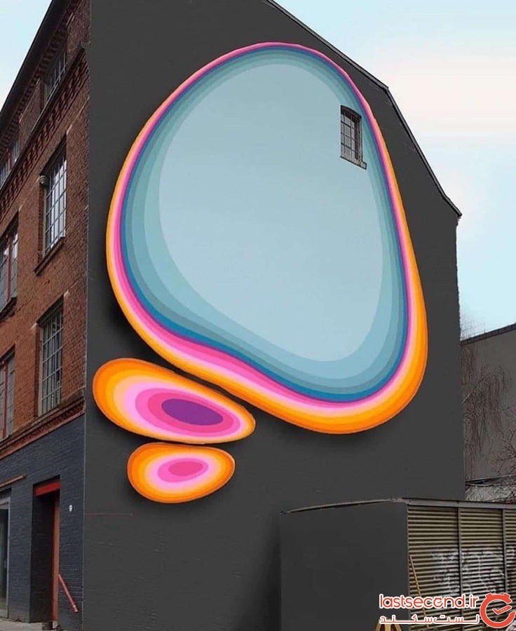 یک هنرمند خیابانی، نقاشی‌های دیواری از رنگین کمان خلق کرده