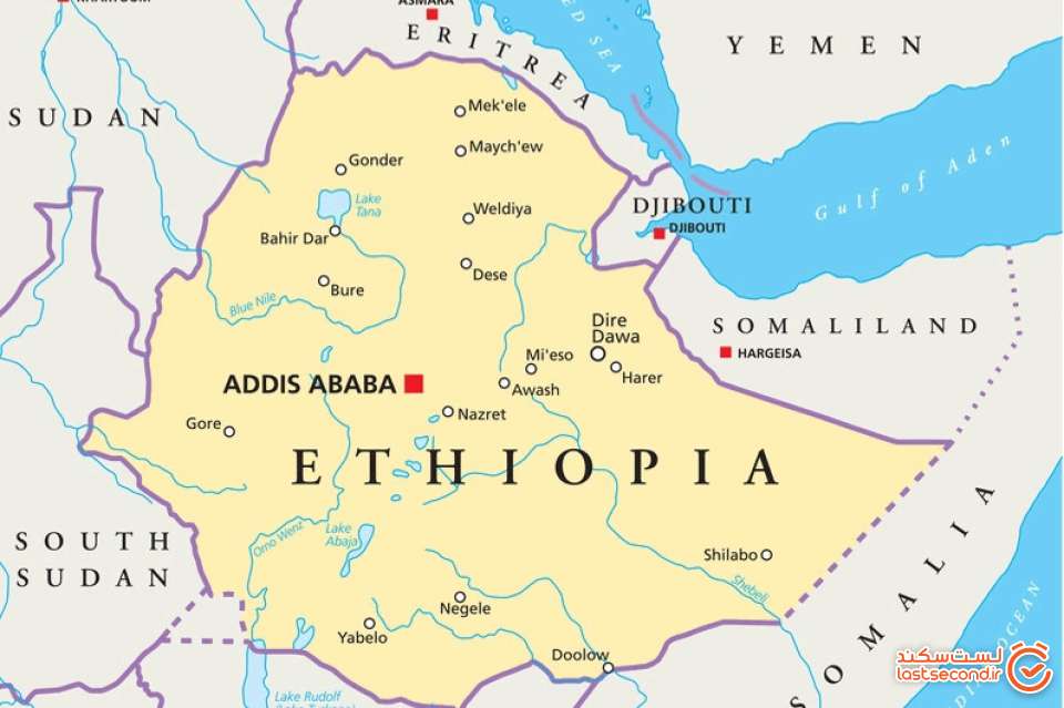 نقشه اتیوپی و موقعیت آن (مرجع وبسایت AfricaGuide)