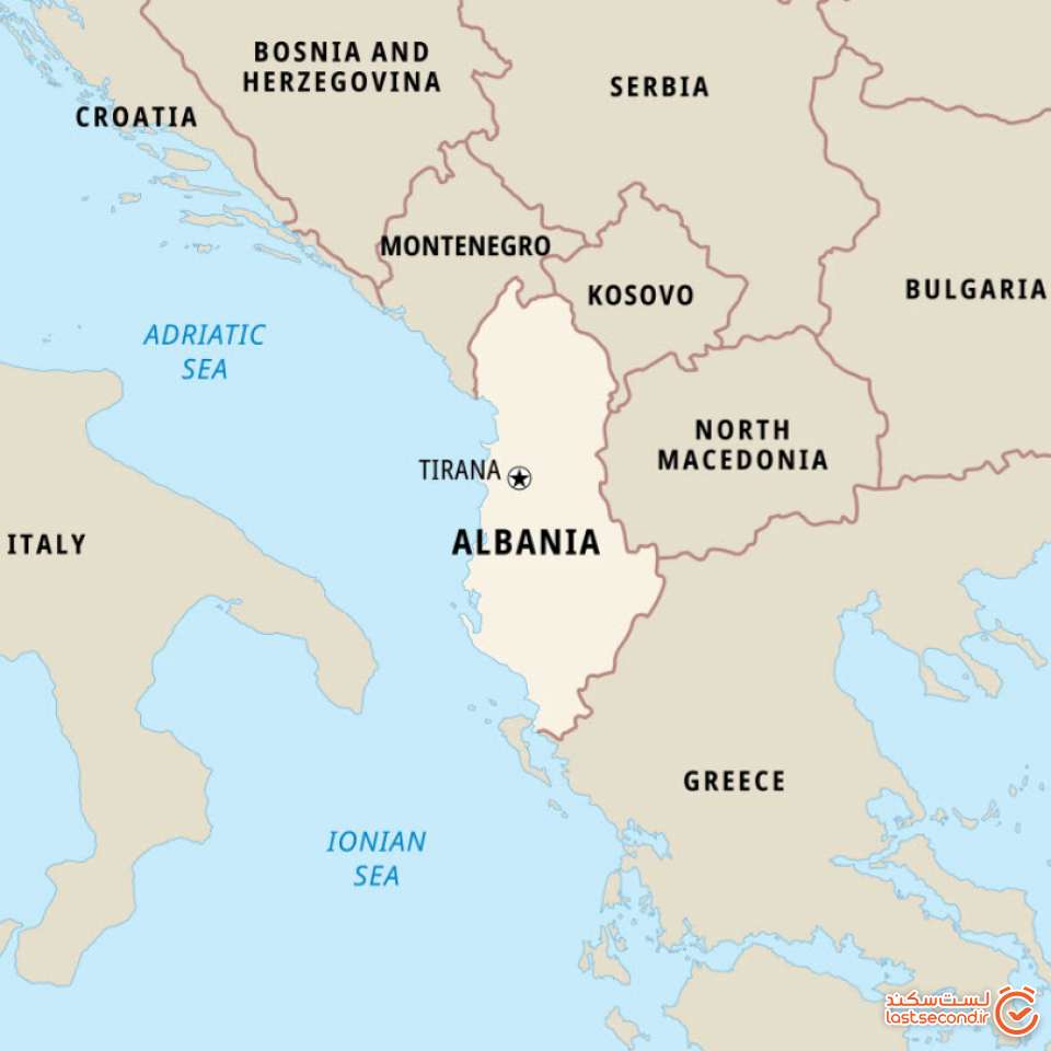 موقعیت کشور آلبانی در نقشه