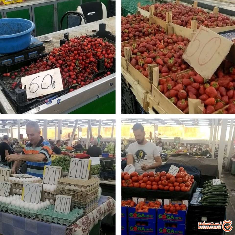 قیمت میوه و مواد غذایی در اسکوپیه (هر 61 دنار یک یورو است)