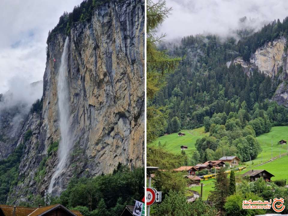 عکس ۷: آبشار Staubbach و منطقه Lauterbrunnen