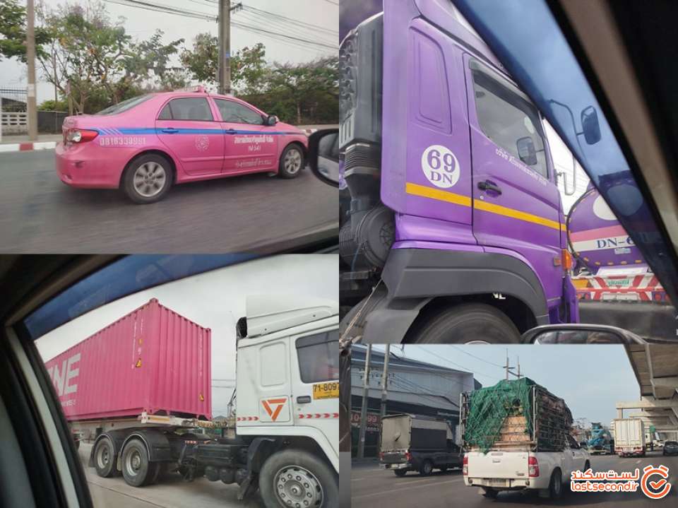 ماشین های بنفش و صورتی و بارکشی با شاسی بلند های برند