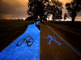 این مسیر دوچرخه سواری در شب می درخشد